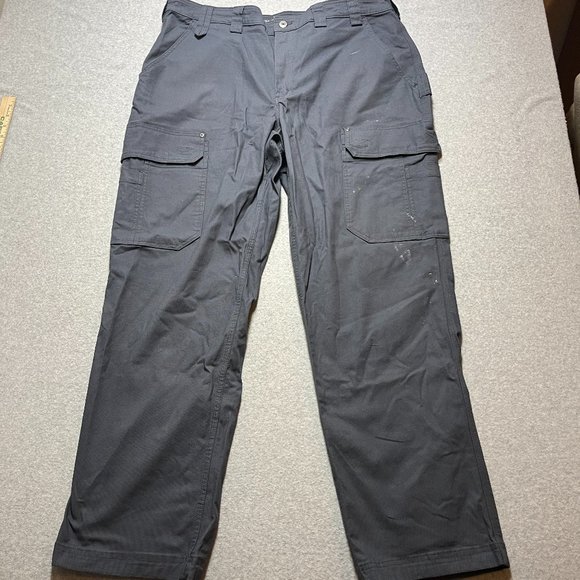 Duluth Trading Pants Mens 40x33 Gray Cargo Flex Fire Hose Canvas (Tag 42x34) - Picture 1 of 12